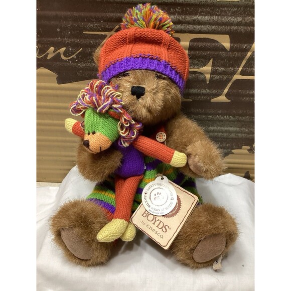 Boyds Bear Teddy Bear & Lion Stuffed Toy Plush Rusty Knitbeary With Roary 2009 - Picture 1 of 13